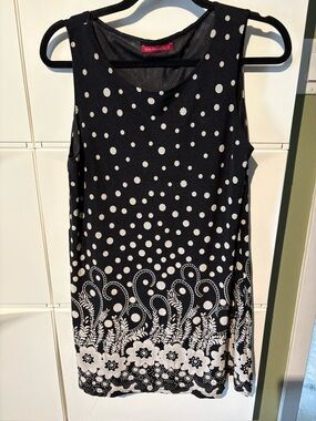 Black Polka Dot & Floral Border Sleeveless Camisole